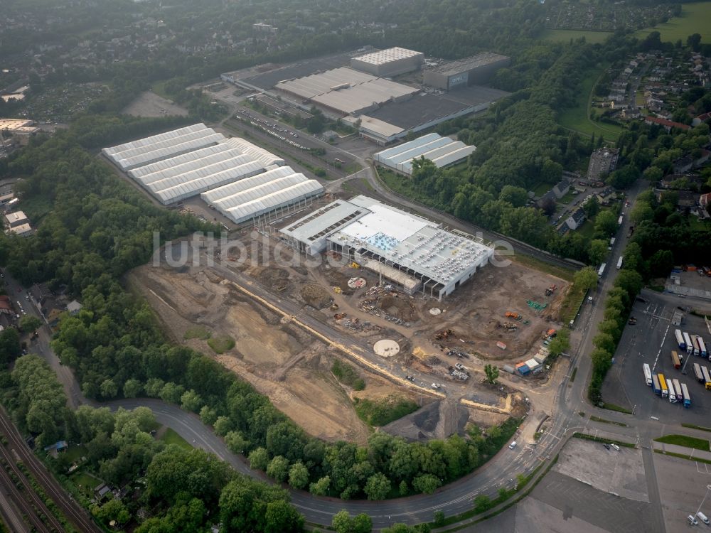 Bochum von oben - Baustelle zum Neubau- Gebäude des Baumarktes Hagebaumarkt an der Hauptstraße in Bochum im Bundesland Nordrhein-Westfalen