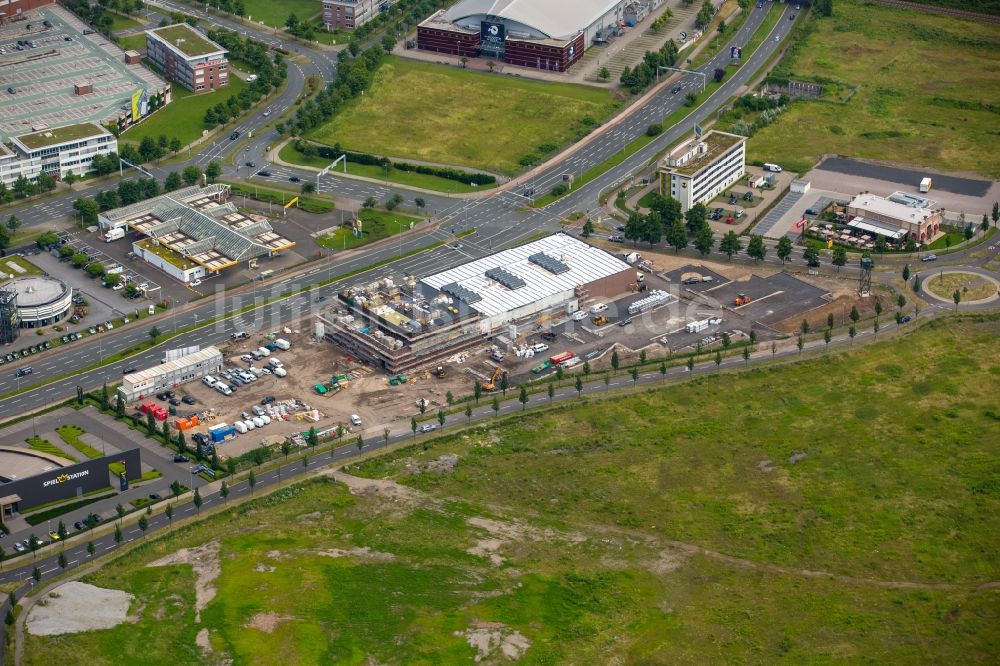 Luftbild Oberhausen - Baustelle zum Neubau- Gebäude des Baumarktes der HORNBACH Baumarkt AG in Oberhausen im Bundesland Nordrhein-Westfalen