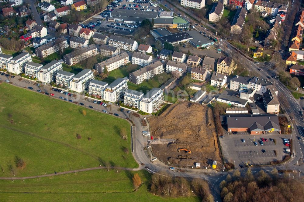 Witten von oben - Baustelle zum Neubau- Gebäude der der Firmenzentrale der Dr. Spang GmbH in der Rosi Wolfstein Strasse in Witten im Bundesland Nordrhein-Westfalen