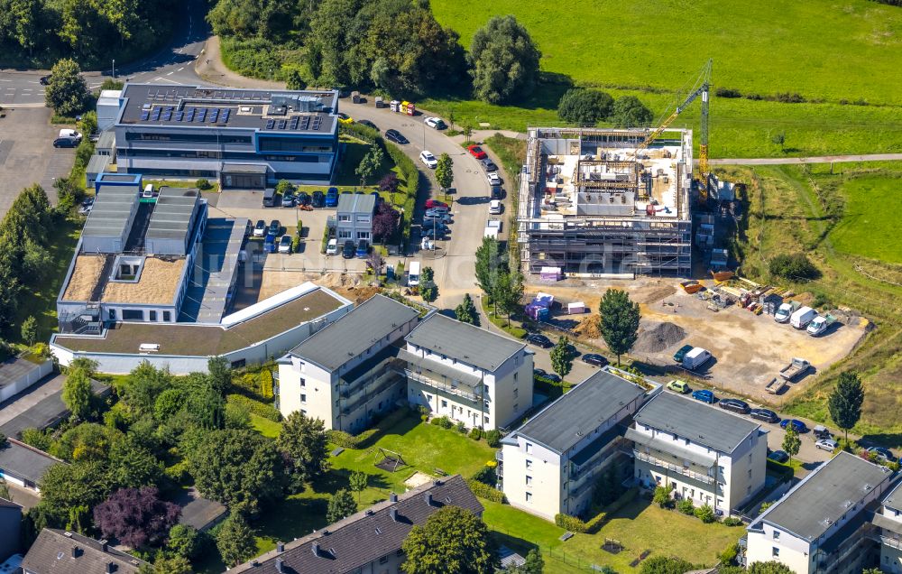 Witten aus der Vogelperspektive: Baustelle zum Neubau- Gebäude der der Firmenzentrale der Dr. Spang GmbH in der Rosi Wolfstein Strasse in Witten im Bundesland Nordrhein-Westfalen