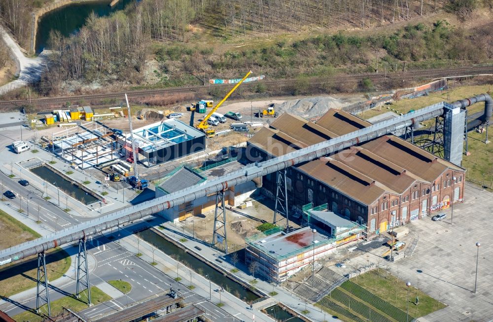 Dortmund von oben - Baustelle zum Neubau des Gebäudekomplex der Bergmann Brauerei GmbH am Elias-Bahn-Weg in Dortmund im Bundesland Nordrhein-Westfalen, Deutschland