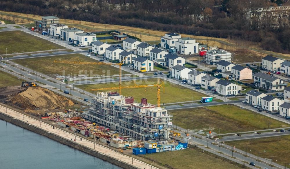 Gelsenkirchen von oben - Baustelle zum Neubau eines Gebäudekomplex der Hofschröer Projektbau GmbH & Co. KG an der Johannes-Rau-Allee in Gelsenkirchen im Bundesland Nordrhein-Westfalen, Deutschland