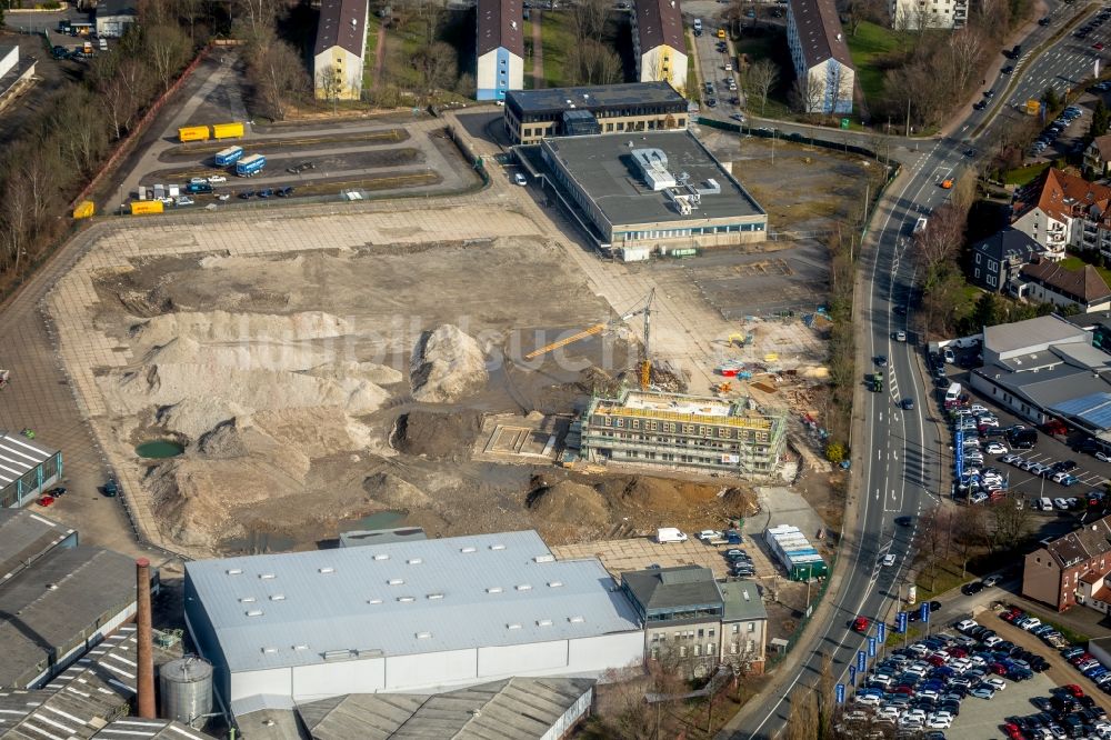 Luftaufnahme Hattingen - Baustelle zum Neubau des Gebäudekomplex der Polizei Hattingen an der Nierenhofer Straße in Hattingen im Bundesland Nordrhein-Westfalen, Deutschland