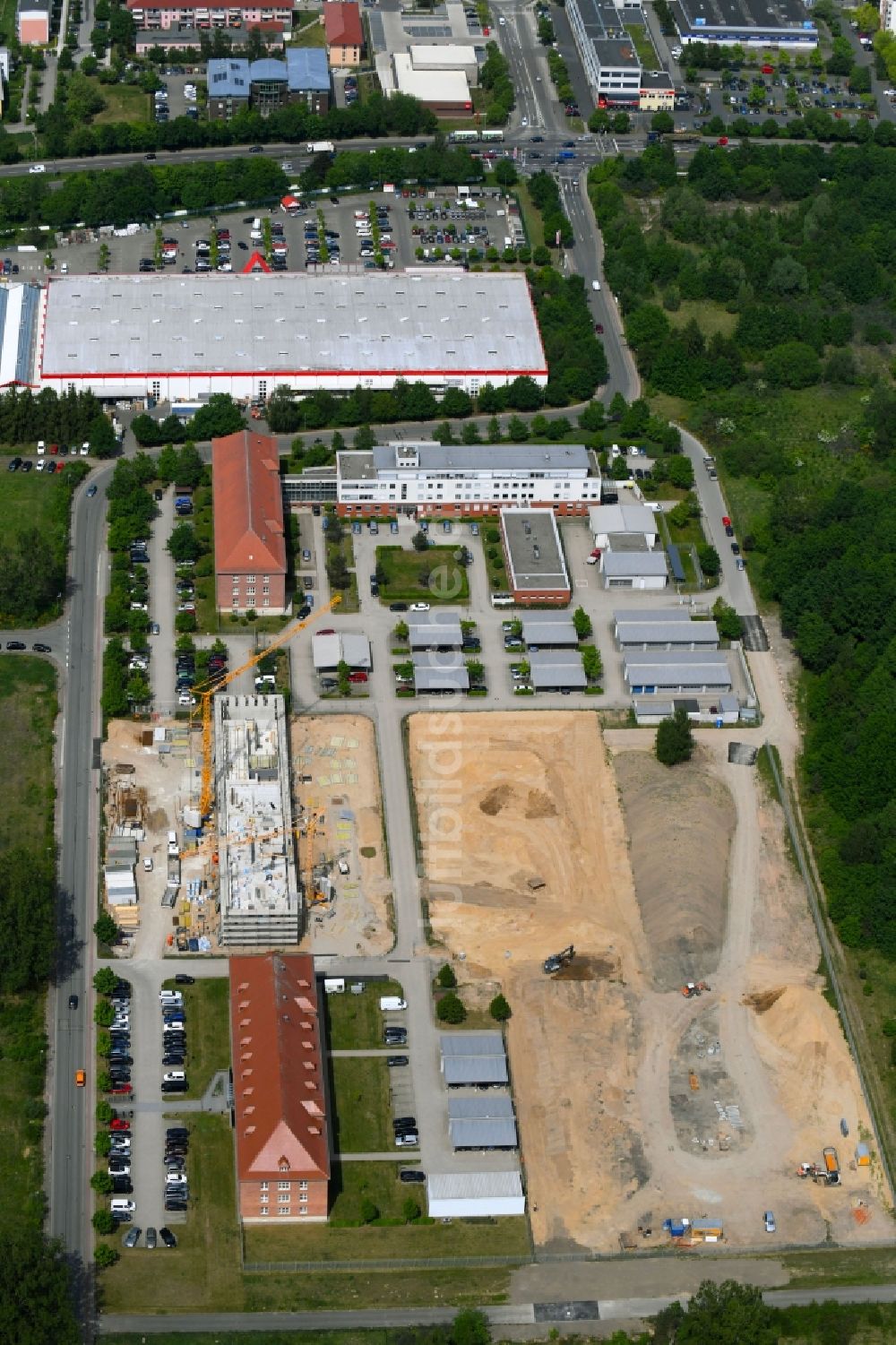 Schwerin aus der Vogelperspektive: Baustelle zum Neubau eines Gebäudekomplex der Polizei in Schwerin im Bundesland Mecklenburg-Vorpommern, Deutschland