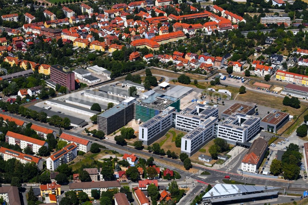 Erfurt von oben - Baustelle zum Neubau eines Gebäudekomplex der Polizei Thüringen in Erfurt im Bundesland Thüringen, Deutschland