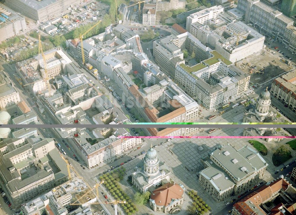 Luftbild Berlin - Baustelle zum Neubau des Gebäudekomplex des Senders SAT 1 an der Jägerstraße im Ortsteil Mitte in Berlin, Deutschland