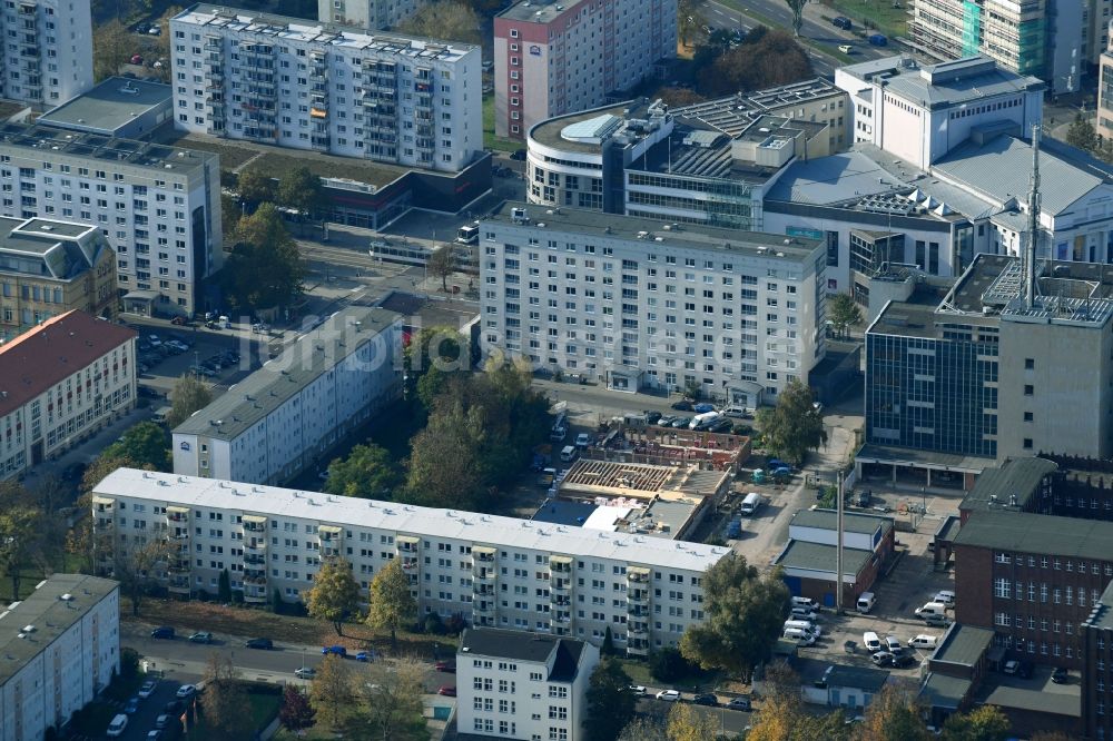 Luftbild Magdeburg - Baustelle zum Neubau eines Gebäudekomplex zwischen Weitlingstraße - Breiter Weg - Große Steinernetischstraße im Ortsteil Zentrum in Magdeburg im Bundesland Sachsen-Anhalt, Deutschland