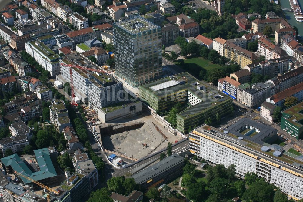 Basel aus der Vogelperspektive: Baustelle zum Neubau des Gebäudekomplexes Biozentrum der Universität in Basel in Basel, Schweiz