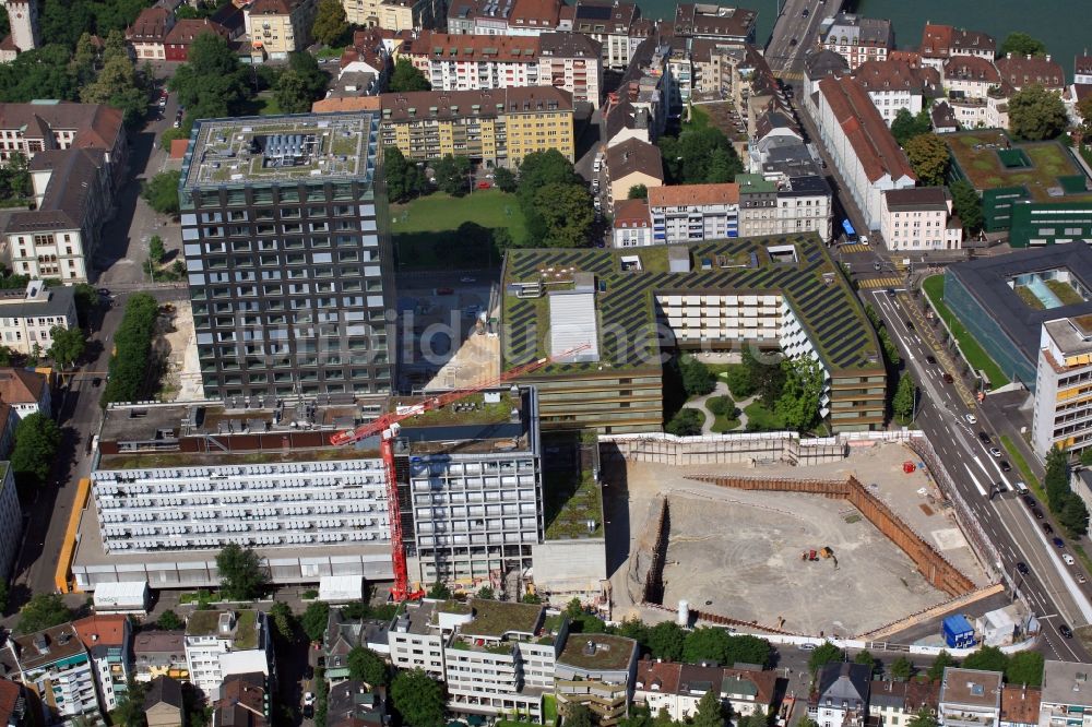 Luftbild Basel - Baustelle zum Neubau des Gebäudekomplexes Biozentrum der Universität in Basel in Basel, Schweiz