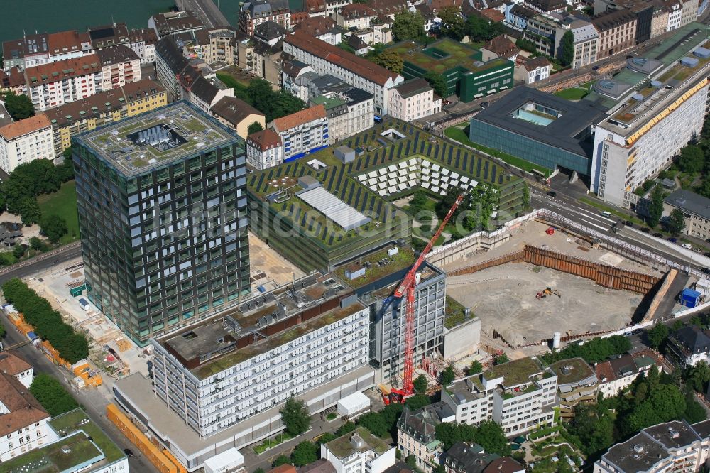 Luftaufnahme Basel - Baustelle zum Neubau des Gebäudekomplexes Biozentrum der Universität in Basel in Basel, Schweiz