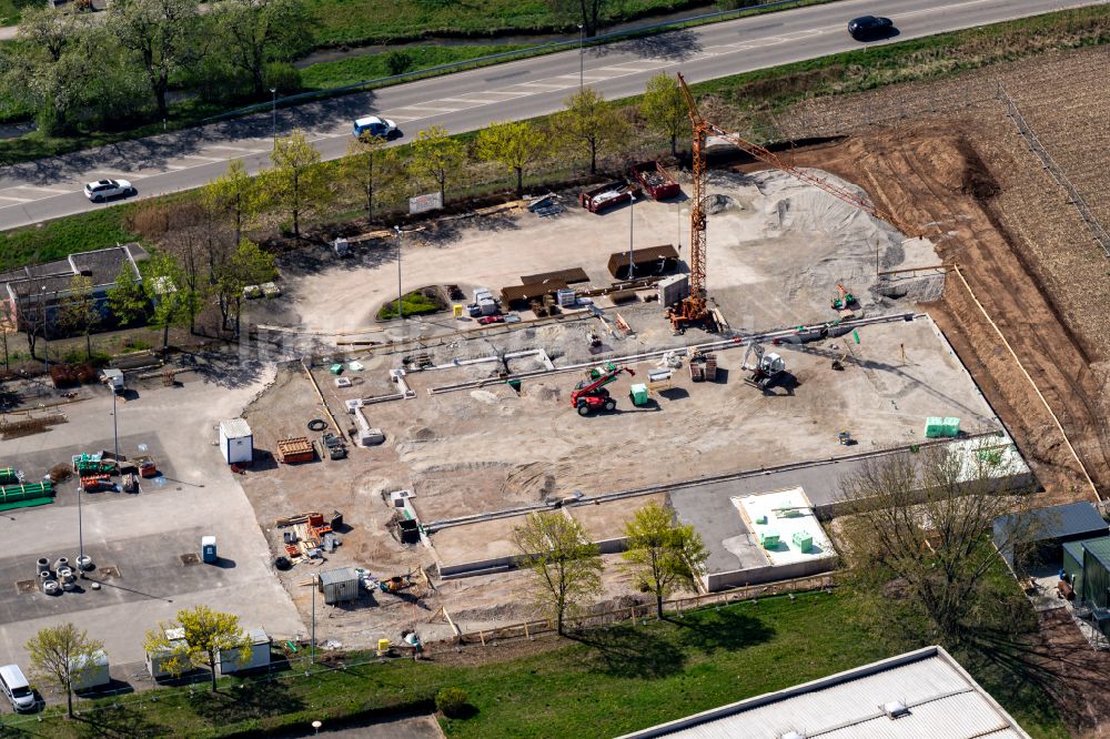 Luftbild Ettenheim - Baustelle zum Neubau des Gebäudekomplexes des Einkaufszentrum Aldi in Ettenheim im Bundesland Baden-Württemberg, Deutschland