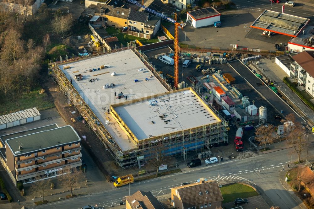 Luftbild Hamm - Baustelle zum Neubau des Gebäudekomplexes des Einkaufszentrum ALDI - Filiale im Ortsteil Heessen in Hamm im Bundesland Nordrhein-Westfalen, Deutschland