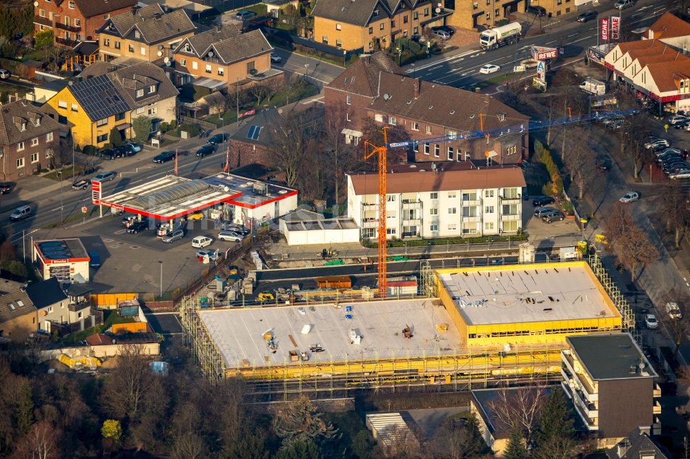 Luftbild Hamm - Baustelle zum Neubau des Gebäudekomplexes des Einkaufszentrum ALDI - Filiale im Ortsteil Heessen in Hamm im Bundesland Nordrhein-Westfalen, Deutschland