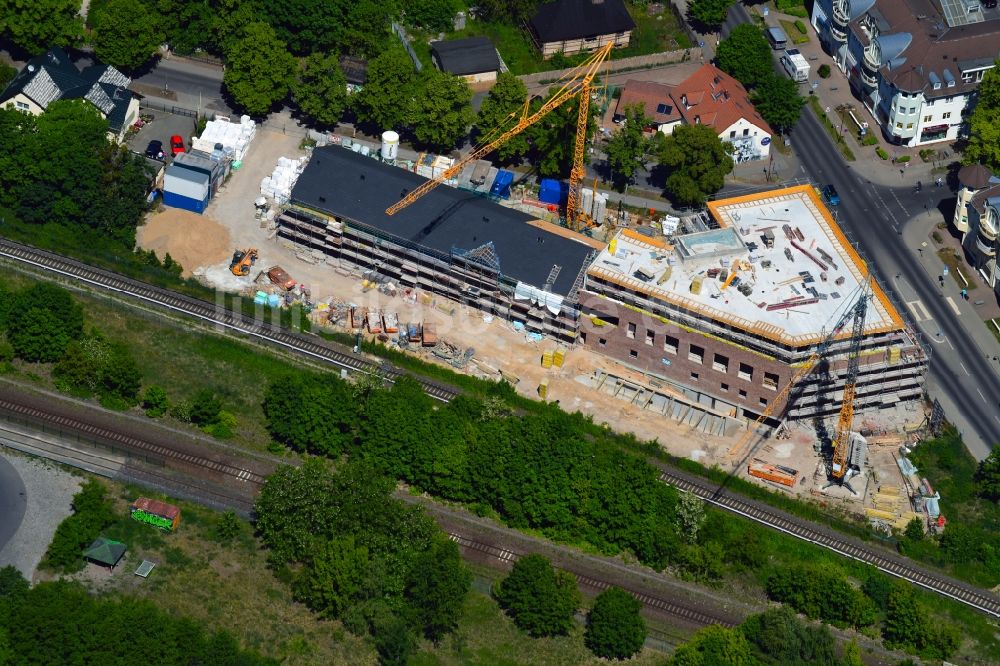 Luftbild Neuenhagen - Baustelle zum Neubau des Gebäudekomplexes des Einkaufszentrum an der Eisenbahnstraße in Neuenhagen im Bundesland Brandenburg, Deutschland