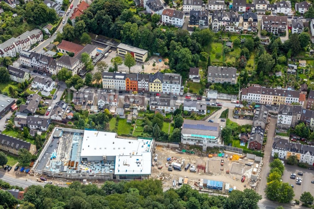 Luftbild Essen - Baustelle zum Neubau des Gebäudekomplexes des Einkaufszentrum EKZ Edeka Velberter Straße in Essen im Bundesland Nordrhein-Westfalen - NRW, Deutschland