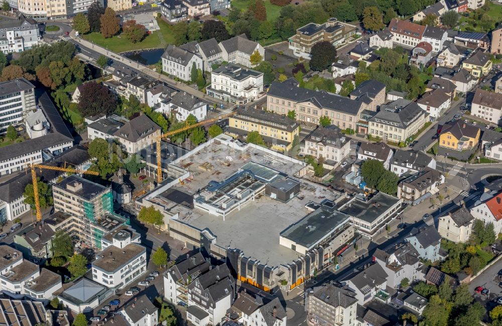 Arnsberg aus der Vogelperspektive: Baustelle zum Neubau des Gebäudekomplexes des Einkaufszentrum Europaplatz - Clemens-August-Straße in Arnsberg im Bundesland Nordrhein-Westfalen, Deutschland