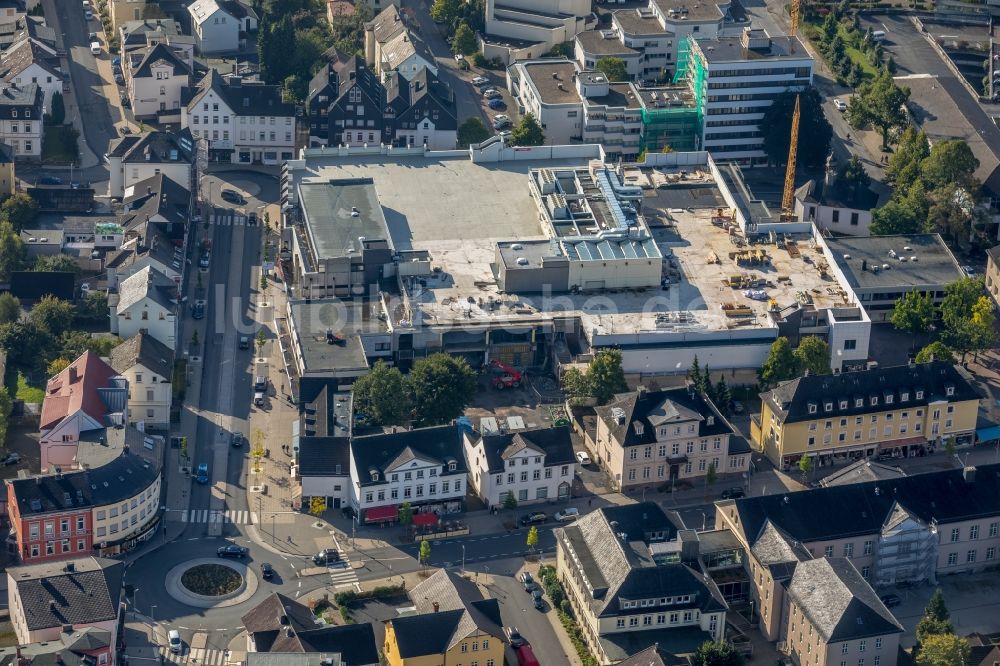 Luftbild Arnsberg - Baustelle zum Neubau des Gebäudekomplexes des Einkaufszentrum Europaplatz - Clemens-August-Straße in Arnsberg im Bundesland Nordrhein-Westfalen, Deutschland