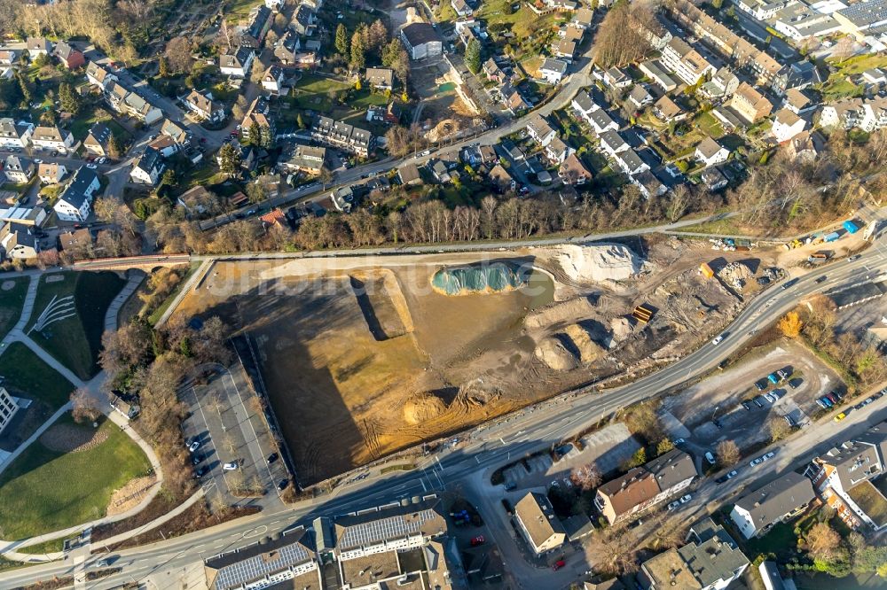 Luftbild Heiligenhaus - Baustelle zum Neubau des Gebäudekomplexes des Einkaufszentrum Forum Hitzbleck in Heiligenhaus im Bundesland Nordrhein-Westfalen, Deutschland