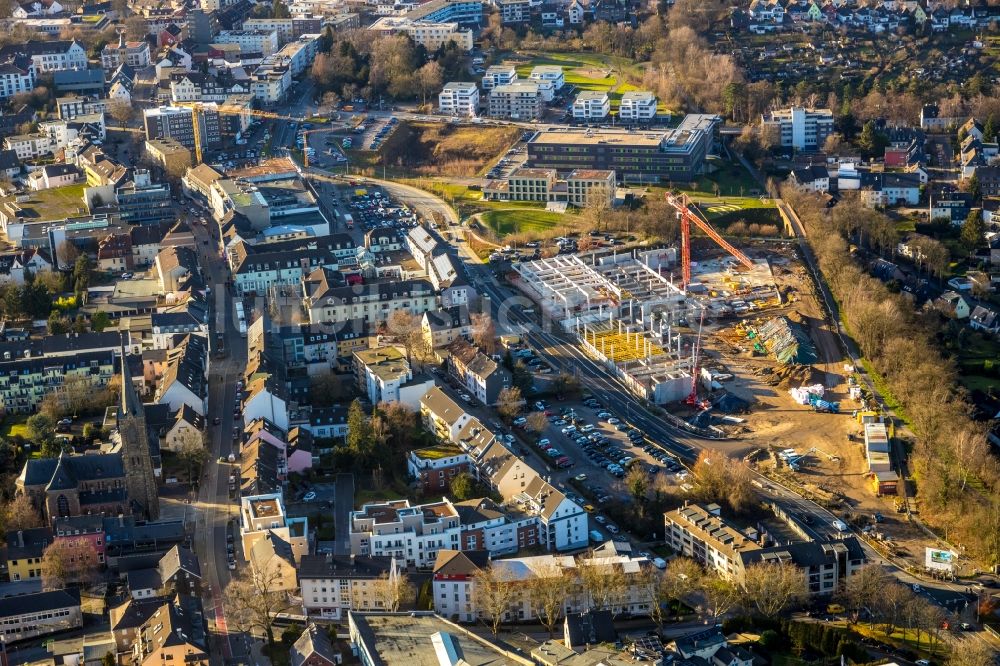 Luftbild Heiligenhaus - Baustelle zum Neubau des Gebäudekomplexes des Einkaufszentrum Forum Hitzbleck in Heiligenhaus im Bundesland Nordrhein-Westfalen, Deutschland