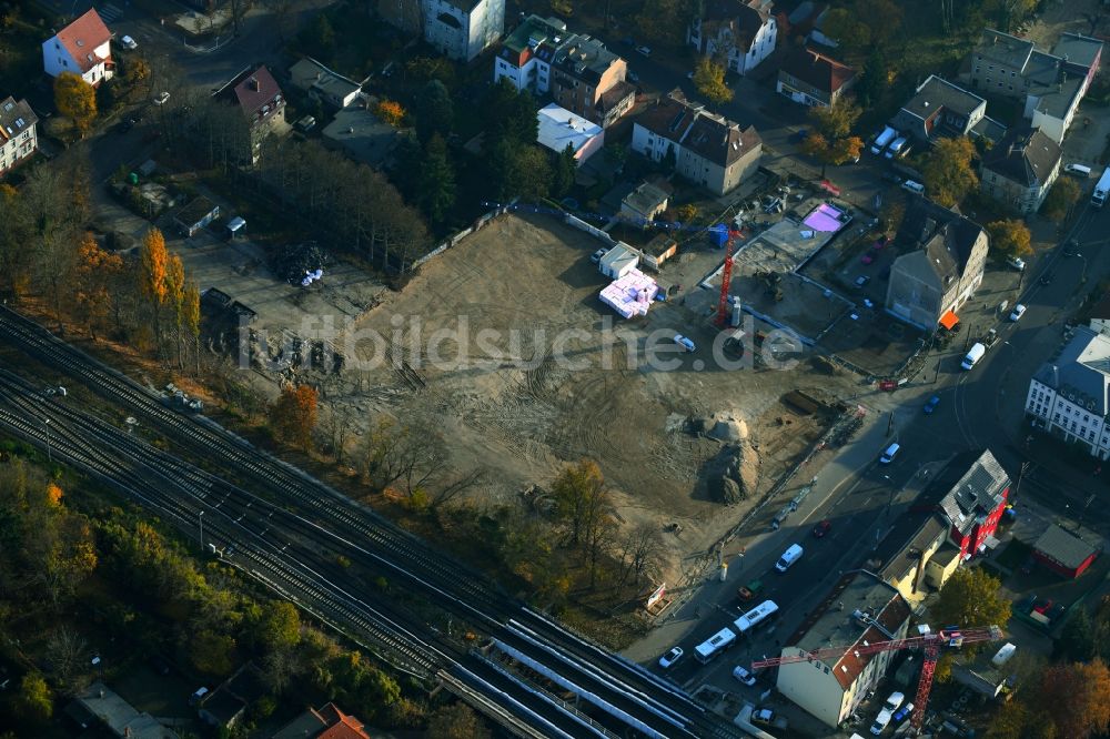 Luftbild Berlin - Baustelle zum Neubau des Gebäudekomplexes des Einkaufszentrum an der Hönower Straße im Ortsteil Mahlsdorf in Berlin, Deutschland