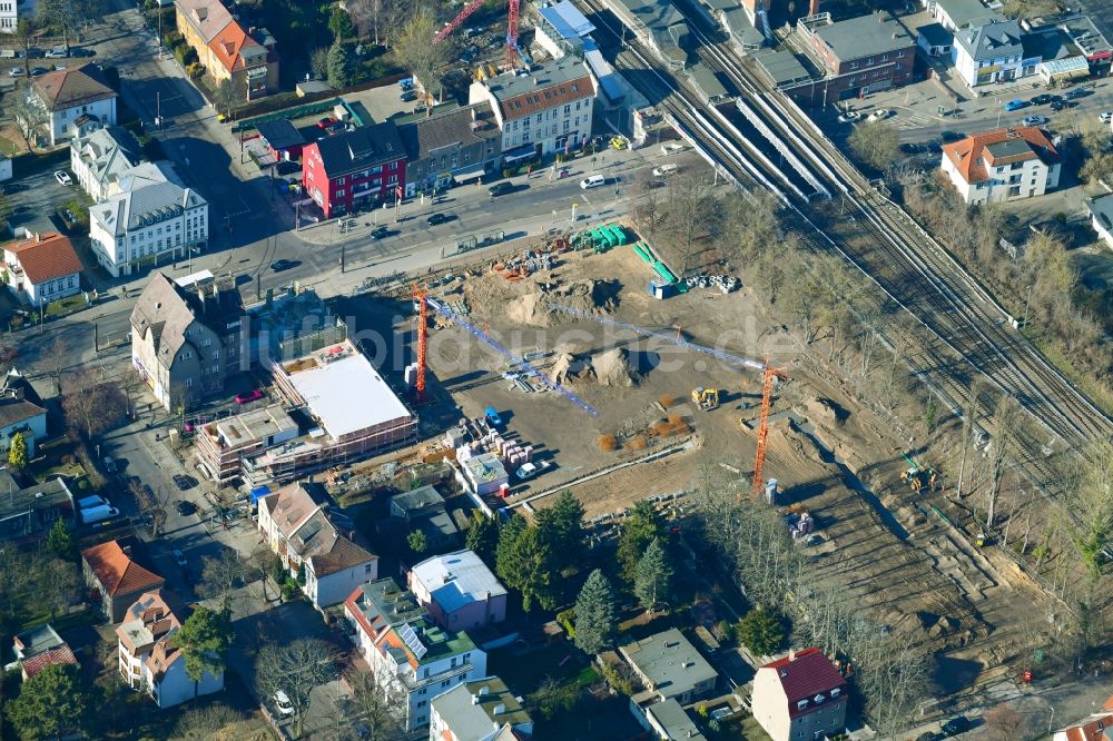 Luftbild Berlin - Baustelle zum Neubau des Gebäudekomplexes des Einkaufszentrum an der Hönower Straße im Ortsteil Mahlsdorf in Berlin, Deutschland