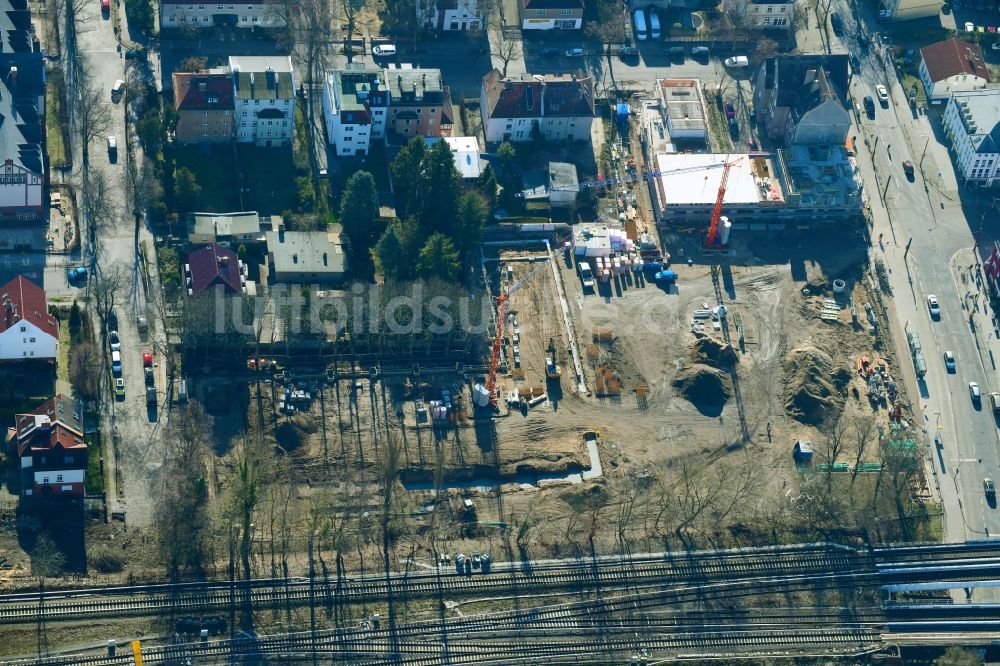 Berlin von oben - Baustelle zum Neubau des Gebäudekomplexes des Einkaufszentrum an der Hönower Straße im Ortsteil Mahlsdorf in Berlin, Deutschland