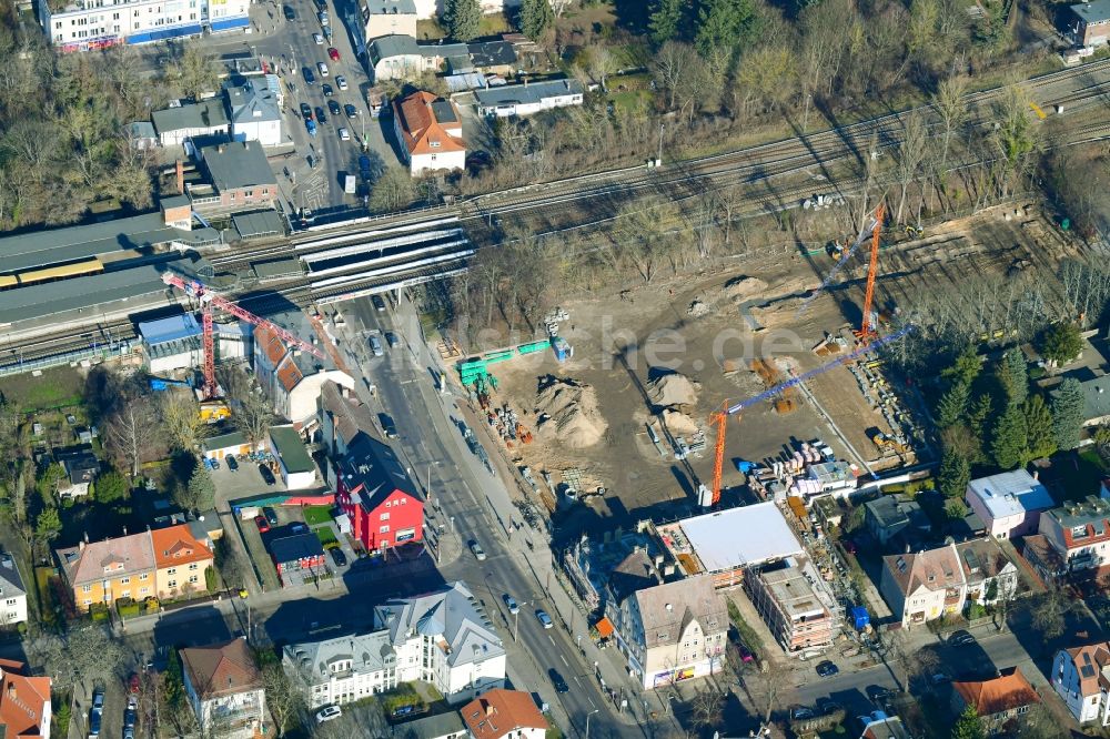 Luftbild Berlin - Baustelle zum Neubau des Gebäudekomplexes des Einkaufszentrum an der Hönower Straße im Ortsteil Mahlsdorf in Berlin, Deutschland