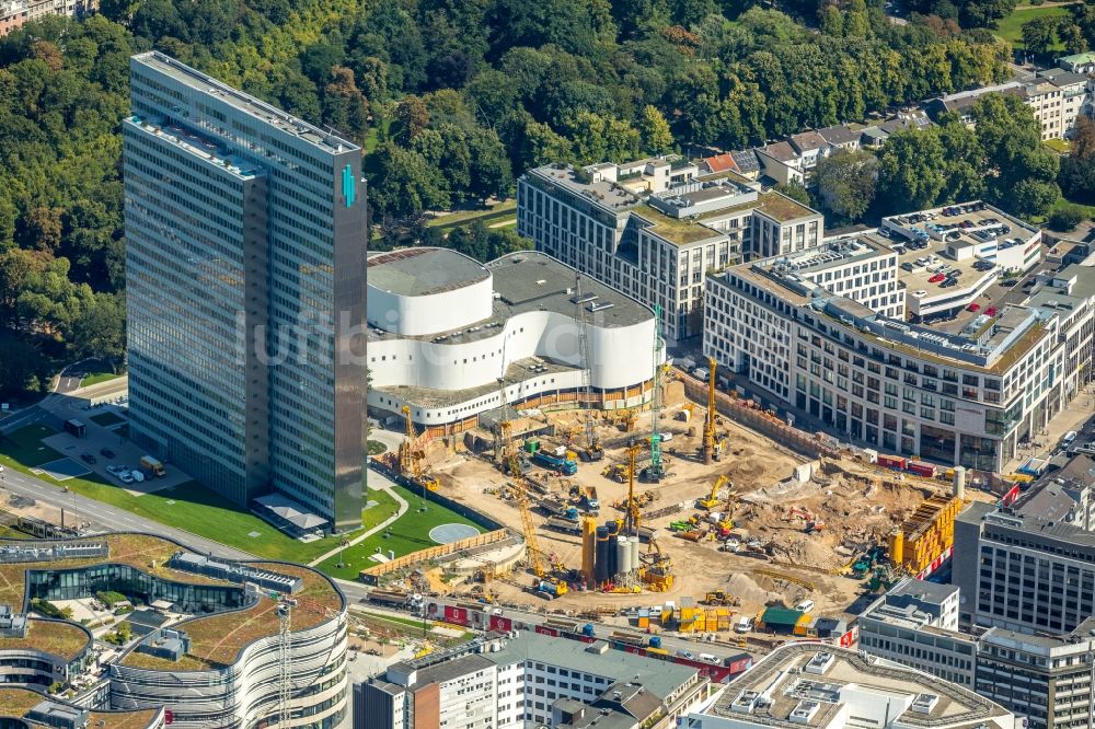 Luftbild Düsseldorf - Baustelle zum Neubau des Gebäudekomplexes des Einkaufszentrum Ingenhoven-Tal - Köbogen 2 am Gustaf-Gründgens-Platz in Düsseldorf im Bundesland Nordrhein-Westfalen, Deutschland