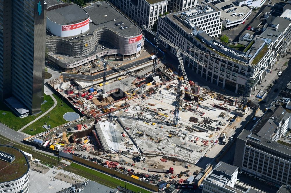 Luftbild Düsseldorf - Baustelle zum Neubau des Gebäudekomplexes des Einkaufszentrum Ingenhoven-Tal - Köbogen 2 am Gustaf-Gründgens-Platz in Düsseldorf im Bundesland Nordrhein-Westfalen, Deutschland