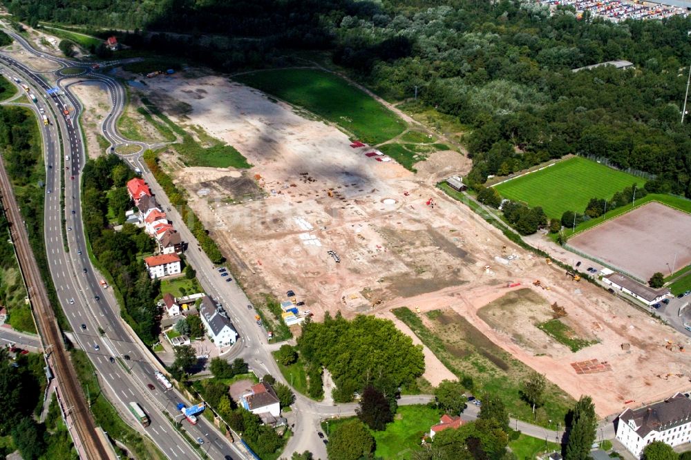 Luftbild Wörth am Rhein - Baustelle zum Neubau des Gebäudekomplexes des Einkaufszentrum Maximilian-Center im Ortsteil Maximilian-Center in Wörth am Rhein im Bundesland Rheinland-Pfalz, Deutschland