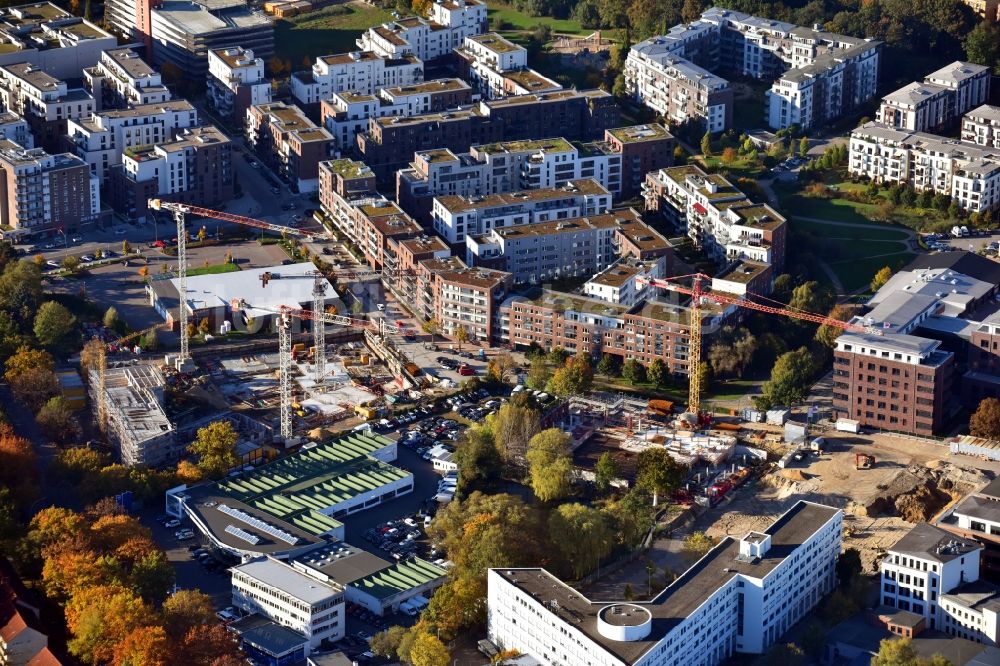 Hamburg von oben - Baustelle zum Neubau des Gebäudekomplexes des Einkaufszentrum im Ortsteil Altona in Hamburg, Deutschland