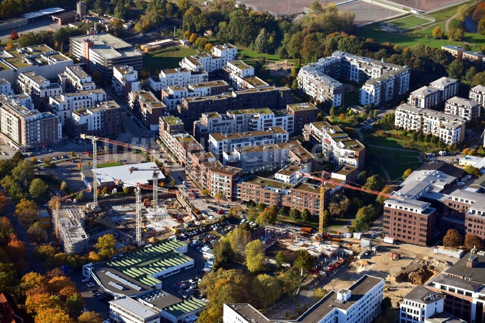 Hamburg aus der Vogelperspektive: Baustelle zum Neubau des Gebäudekomplexes des Einkaufszentrum im Ortsteil Altona in Hamburg, Deutschland