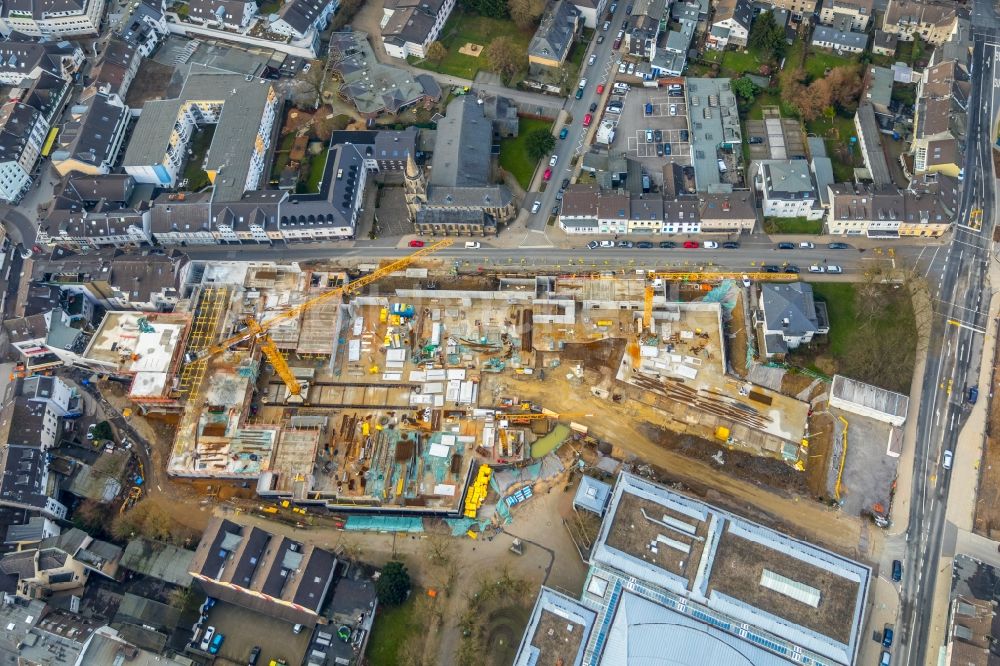 Luftbild Velbert - Baustelle zum Neubau des Gebäudekomplexes des Einkaufszentrum „ Stadtgalerie Velbert “ in Velbert im Bundesland Nordrhein-Westfalen, Deutschland