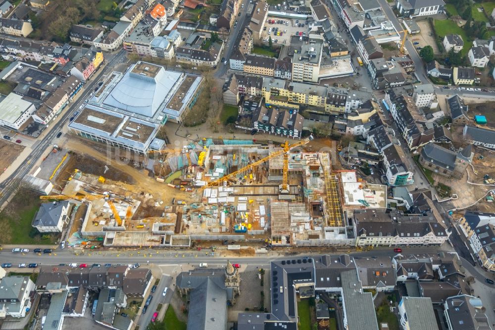 Luftaufnahme Velbert - Baustelle zum Neubau des Gebäudekomplexes des Einkaufszentrum „ Stadtgalerie Velbert “ in Velbert im Bundesland Nordrhein-Westfalen, Deutschland