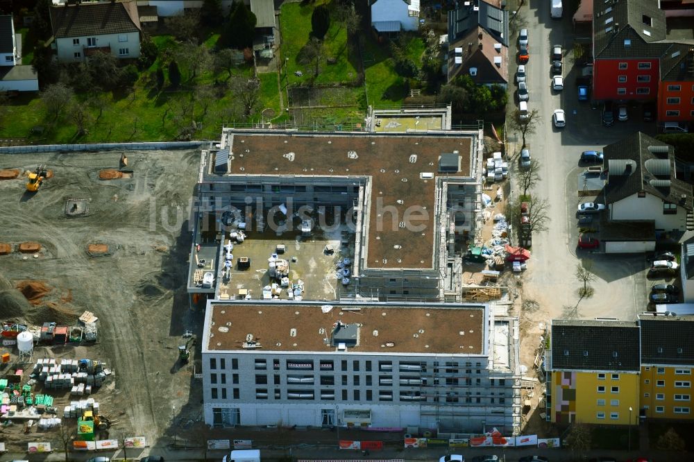 Aschaffenburg von oben - Baustelle zum Neubau des Gebäudekomplexes des Einkaufszentrum Tegut-Markt im Ortsteil Damm in Aschaffenburg im Bundesland Bayern, Deutschland