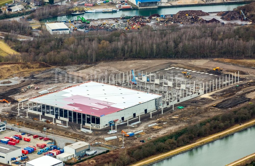 Luftaufnahme Herne - Baustelle zum Neubau eines Gebäudekomplexes auf dem Gelände des „ Duvenbeck Logistikzentrum Grimberg “ in Herne im Bundesland Nordrhein-Westfalen