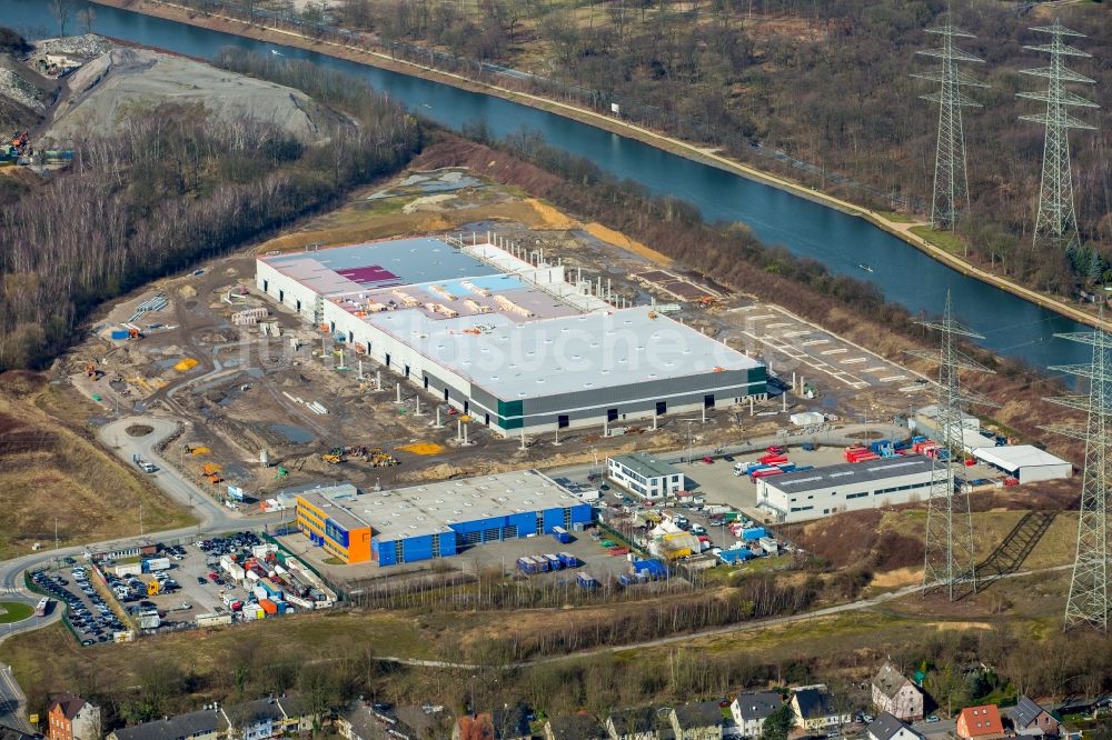 Luftbild Herne - Baustelle zum Neubau eines Gebäudekomplexes auf dem Gelände des „ Duvenbeck Logistikzentrum Grimberg “ in Herne im Bundesland Nordrhein-Westfalen