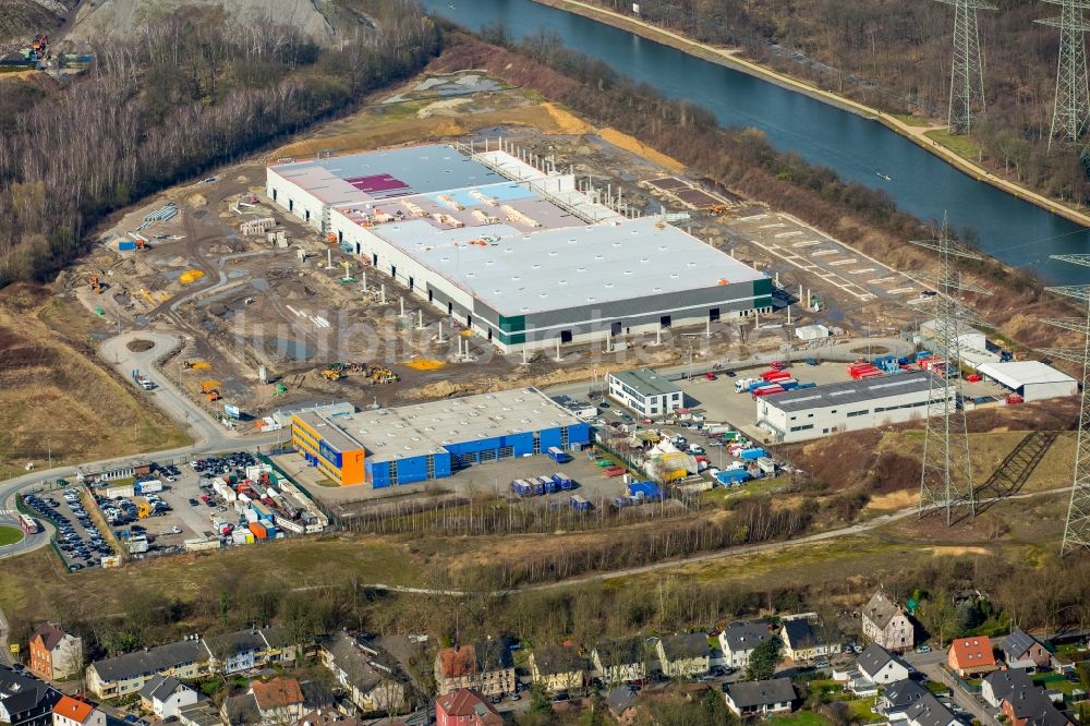 Luftaufnahme Herne - Baustelle zum Neubau eines Gebäudekomplexes auf dem Gelände des „ Duvenbeck Logistikzentrum Grimberg “ in Herne im Bundesland Nordrhein-Westfalen