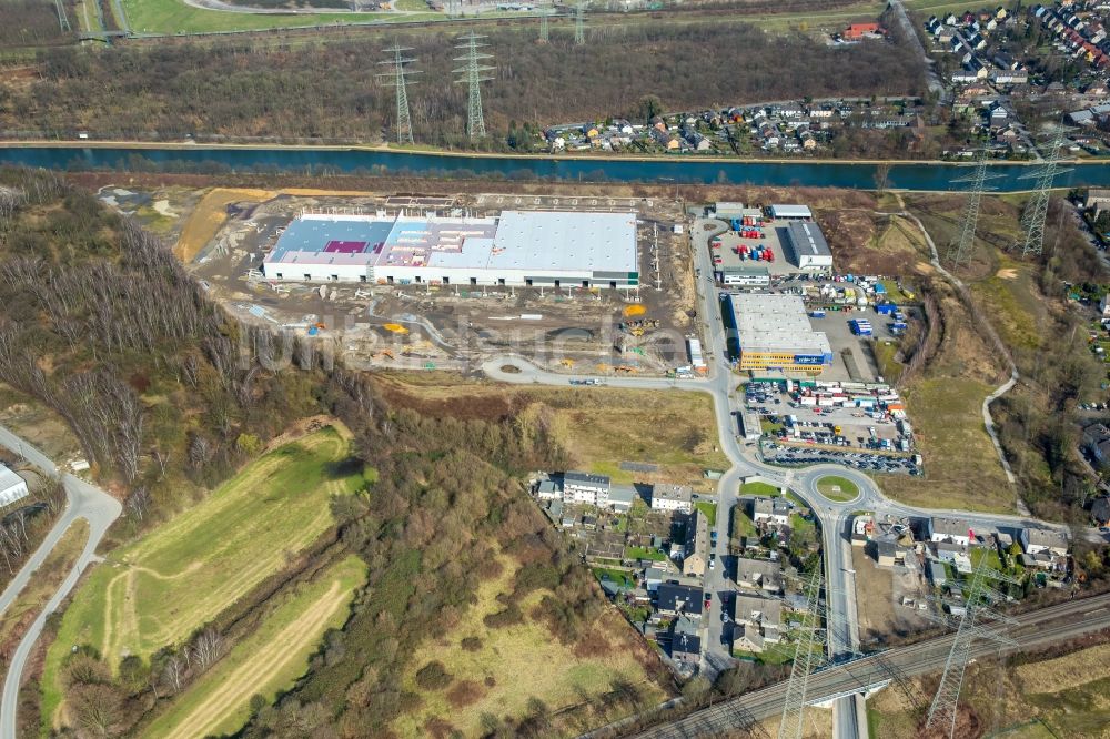 Luftaufnahme Herne - Baustelle zum Neubau eines Gebäudekomplexes auf dem Gelände des „ Duvenbeck Logistikzentrum Grimberg “ in Herne im Bundesland Nordrhein-Westfalen