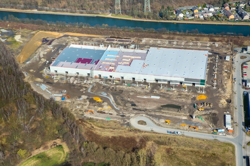 Herne aus der Vogelperspektive: Baustelle zum Neubau eines Gebäudekomplexes auf dem Gelände des „ Duvenbeck Logistikzentrum Grimberg “ in Herne im Bundesland Nordrhein-Westfalen