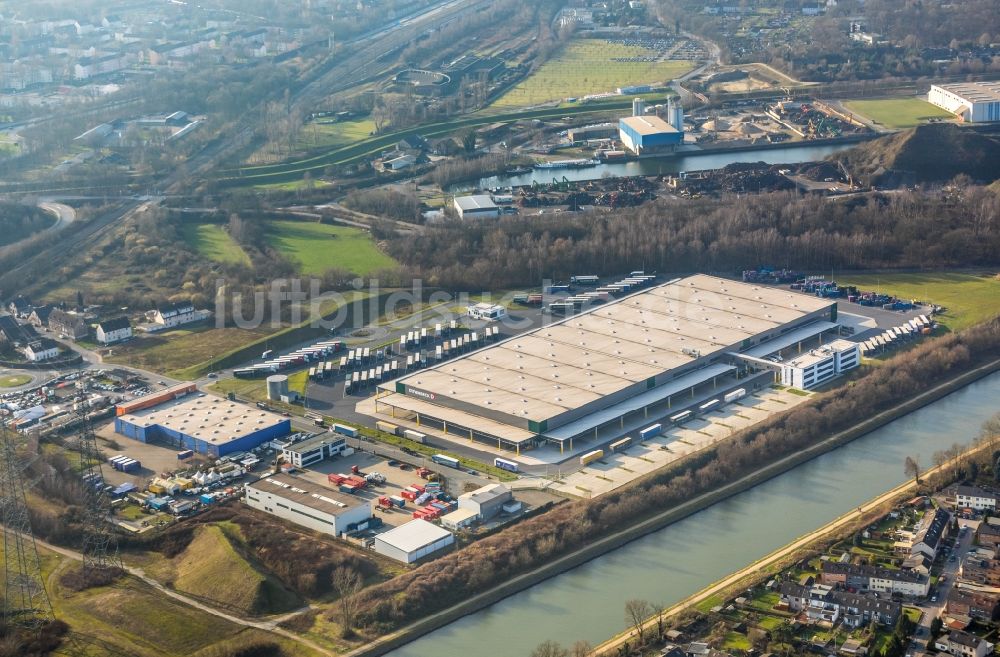 Herne aus der Vogelperspektive: Baustelle zum Neubau eines Gebäudekomplexes auf dem Gelände des „ Duvenbeck Logistikzentrum Grimberg “ in Herne im Bundesland Nordrhein-Westfalen