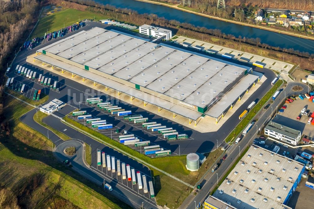 Luftbild Herne - Baustelle zum Neubau eines Gebäudekomplexes auf dem Gelände des „ Duvenbeck Logistikzentrum Grimberg “ in Herne im Bundesland Nordrhein-Westfalen