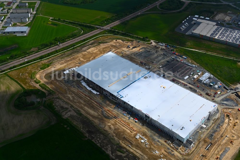 Luftbild Dummerstorf - Baustelle zum Neubau eines Gebäudekomplexes auf dem Gelände des Logistikzentrums Amazon in Dummerstorf im Bundesland Mecklenburg-Vorpommern, Deutschland