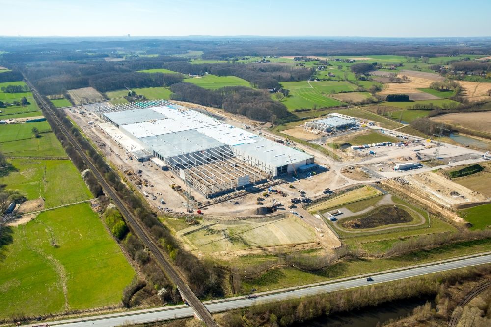 Luftaufnahme Werne - Baustelle zum Neubau eines Gebäudekomplexes auf dem Gelände des Logistikzentrums Amazon Logistik im Ortsteil Lenklar in Werne im Bundesland Nordrhein-Westfalen