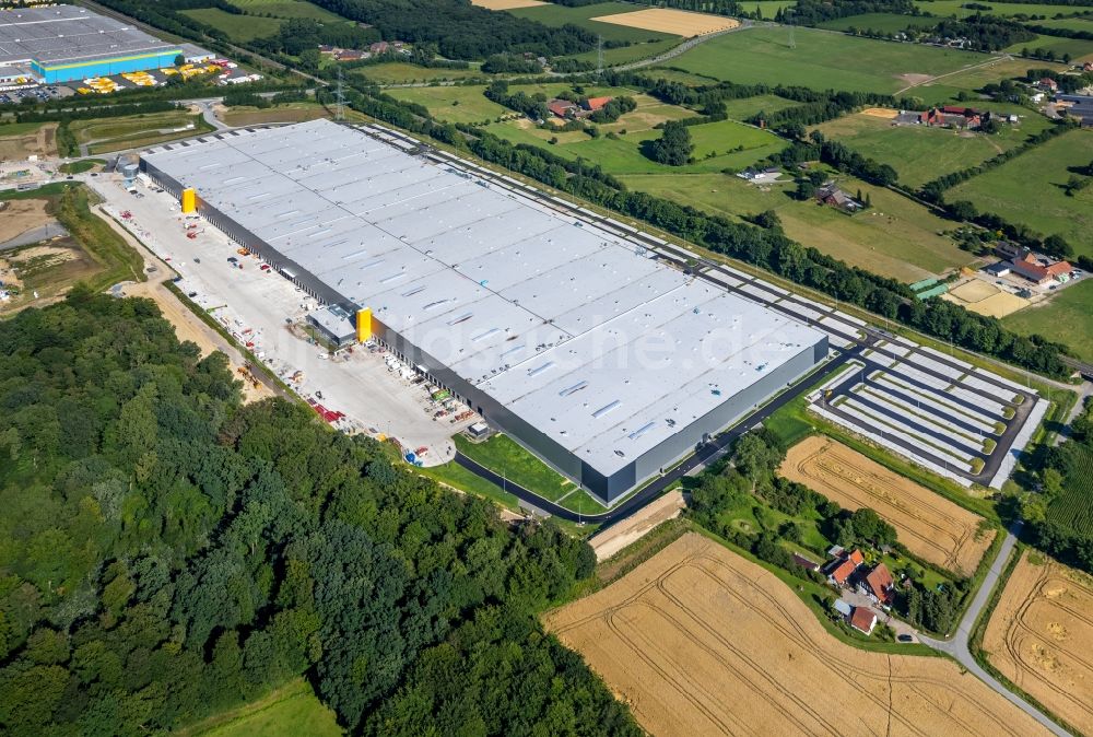 Luftaufnahme Werne - Baustelle zum Neubau eines Gebäudekomplexes auf dem Gelände des Logistikzentrums Amazon Logistik in Werne im Bundesland Nordrhein-Westfalen