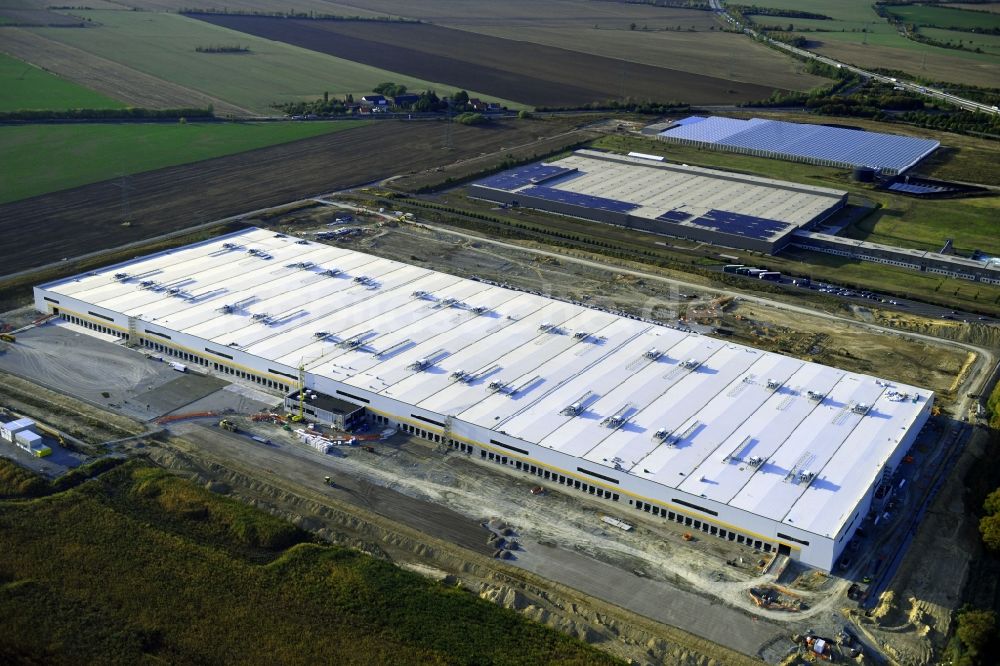 Luftbild Sülzetal - Baustelle zum Neubau eines Gebäudekomplexes auf dem Gelände des Logistikzentrums AMAZON in Sülzetal im Bundesland Sachsen-Anhalt, Deutschland