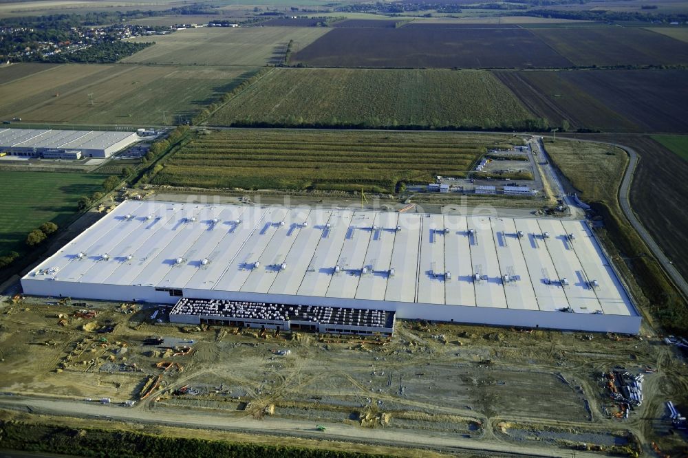 Luftbild Sülzetal - Baustelle zum Neubau eines Gebäudekomplexes auf dem Gelände des Logistikzentrums AMAZON in Sülzetal im Bundesland Sachsen-Anhalt, Deutschland