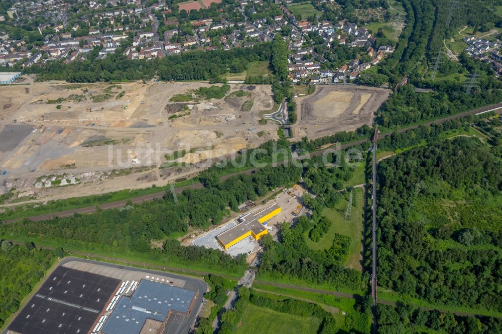 Luftbild Gelsenkirchen - Baustelle zum Neubau eines Gebäudekomplexes auf dem Gelände des Logistikzentrums der Deutsche Post AG an der Ostpreußenstraße in Gelsenkirchen im Bundesland Nordrhein-Westfalen, Deutschland