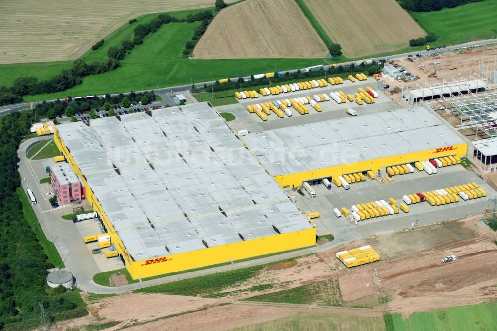 Luftbild Ludwigsau - Baustelle zum Neubau eines Gebäudekomplexes auf dem Gelände des Logistikzentrums der DHL Paket GmbH Im Fuldatal in Ludwigsau im Bundesland Hessen, Deutschland