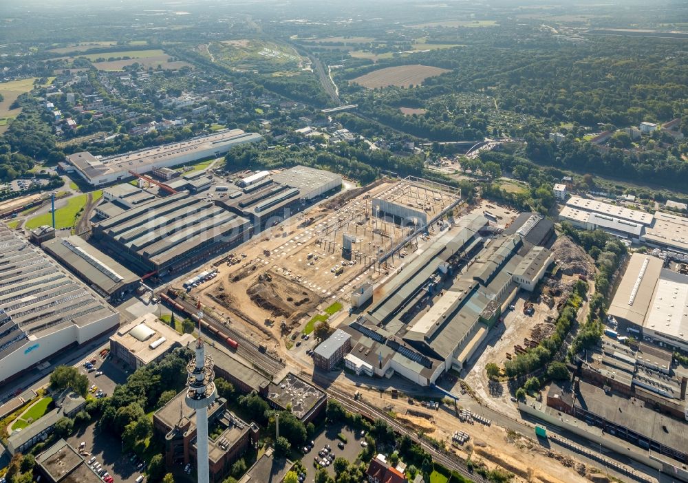 Luftbild Bochum - Baustelle zum Neubau eines Gebäudekomplexes auf dem Gelände des Logistikzentrums Dietz AG an der Karl-Lange-Straße in Bochum im Bundesland Nordrhein-Westfalen, Deutschland